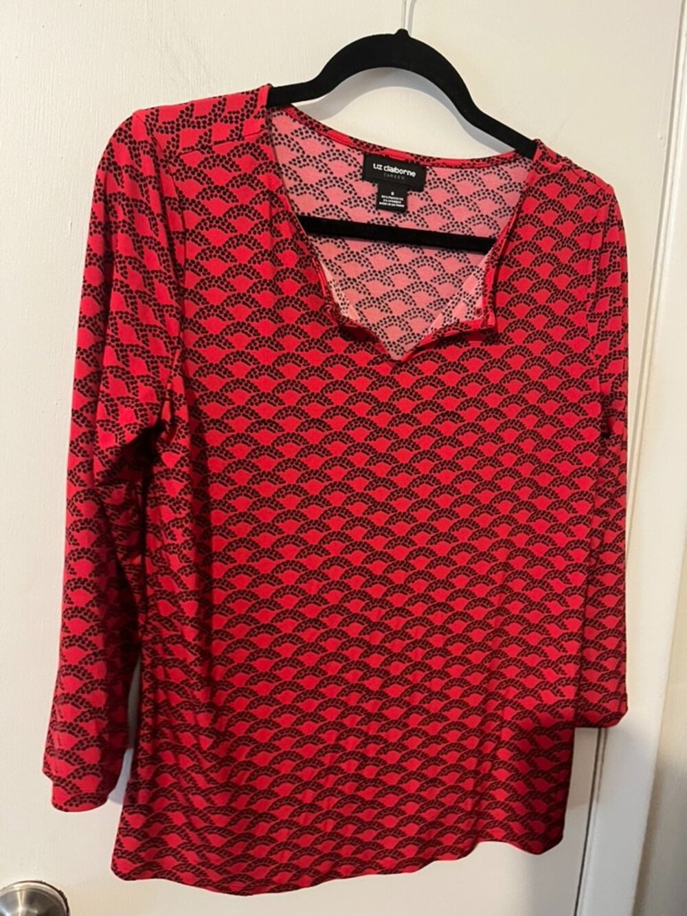 LIZ CLAIBORNE 3/4 SLEEVE V-NECK BLOUSE SZ S